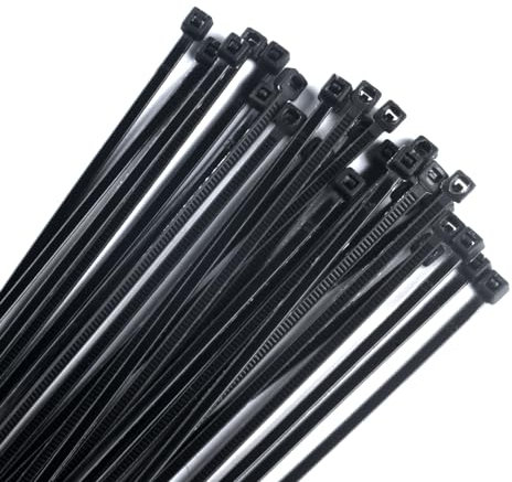 XhjzgcTech 200mm Kabelbinder Set, 500 Stück Schwarz Set, Nylon Kabelbinder verstellbar UV Beständig, Selbsthemmend Kabelbinder für Werkstatt Garten Wohnen zum Organisieren von Kabelmanagement