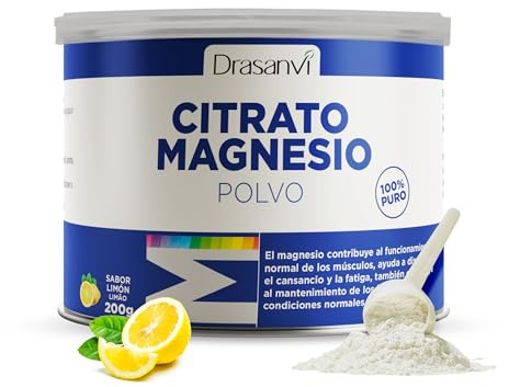 DRASANVI CITRATO DE MAGNESIO EN POLVO | Para el cansancio y la fatiga | Citrato de magnesio en polvo| Articulaciones fuertes | Sabor Limón| 200 Gr = 125 días | Magnesium Citrate
