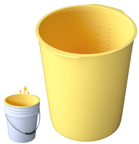 5 Gallon Reusable Bucket Liner, Time Saving Concrete Tools Durable Silicone Bucket Insert, Food Grade Container for Food Storage, for Paint, Thinset, Ice, Slime, Cleaning, Wall Patch Compound (Yellow)