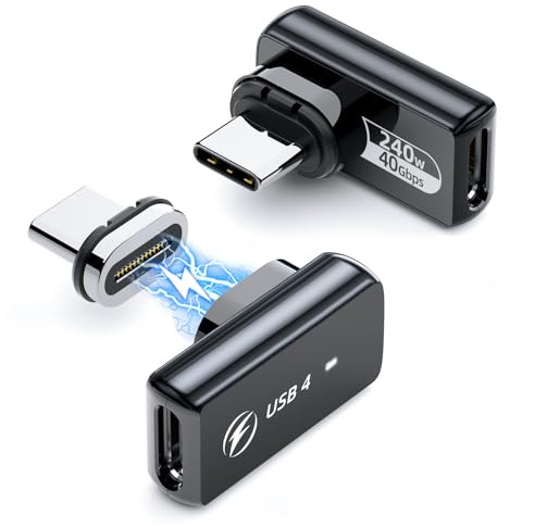 HanCenDa 240 W magnetischer USB-C-Adapter, 2 Stück, 24-poliger USB-C-Magnetadapter, gerade, unterstützt 40 Gbit/s Datenübertragung, 8K 60 Hz Videoausgang für Thunderbolt 3/4 MacBook Pro/Air, iPhone 15