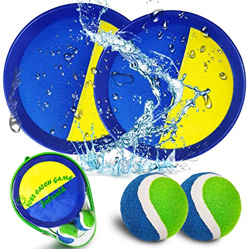 Jalunth Klettballspiel Klettball Strandspielzeug Strandspiele Wurfspiel Kinder Erwachsene Garten Outdoor Draußen Strand Wasserdicht Spielzeug Spiele 3 4 5 6 7 8 9 Jahre Mädchen Junge Ostern Geschenke