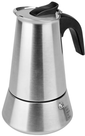 HOME SOLAZZIA Cafetière Italienne induction 200ml 4 Tasses en acier inoxydable Convient pour tous types de cuisinières, Cafetière Moka Compatible avec Plaque à Induction (4 Tasses 200ml)