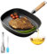 MEGYAD Sartén de hierro fundido de 21 x 21 cm, antiadherente revestida, con pinzas para ensalada y cepillo, sartén de hierro fundido es adecuada para todos los tipos de cocina, incluida la inducción
