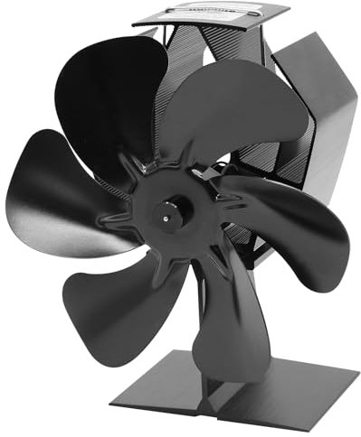 YAZIONG Ventilateur Poele à Bois 6 Pales avec Thermomètre, Ventilateur de Cheminée Alimenté Par la Chaleur pour Poêle à Bois/Cheminée/Gaz/Bûche (Moyen)