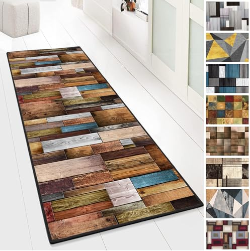 Yurun Tapis de Passage, Tapis Couloir Long Moderne Motifs Géométriques, pour Salon Chambre à Coucher Cuisine Couloir Salle a Manger, Antidérapant et Lavable, 199 Tailles, 50x150cm