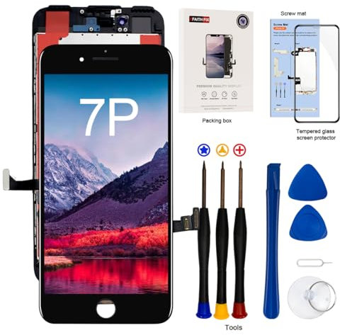 EFaith for iPhone 7 Plus Screen Replacement 5.5 inch LCD Display 3D Touch Digitizer Glass Assembly with Complete reparing tools Kit, Screen Protector,Compatible models A1784, A1785, A1661