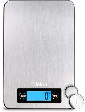 Iskra Küchenwaage digital 10 kg mit Touch und Autoabschaltung digitale Waage Küche, Küchenwaage Edelstahl