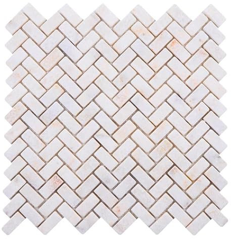 SuperDeal (10 piastrelle) mosaico in marmo pietra naturale a forma di aringa dorata anticata, mosaico di marmo per pavimenti, pareti, bagno, WC, doccia, cucina, specchio per piastrelle, rivestimento