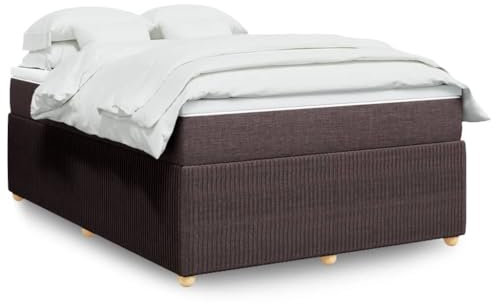 MOBCANT Boxspringbett mit Matratze, Bettstütze Bettgestell Hausbett Polsterbett Geeignet für Wohnungen Schulen Hotel Schlafzimmer Dunkelbraun 140x200 cm Stoff