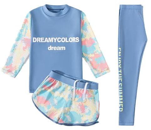 Badeanzug Mädchen 122 - Kinder MäDchen Jungen 3-Teiliger Badeanzug Langarm Schwimmshirt Mit Badehose Rashguard Set Lsf 50+ Schwimmanzug MäDchen 152