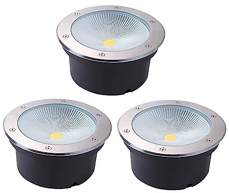 3pcs LED Outdoor Recessed Floor Lights - Waterproof IP67 Landscape Lighting AC85-265V Ground Spotlights 15W Warm White Garden Lights for Patio Pathway and Yard