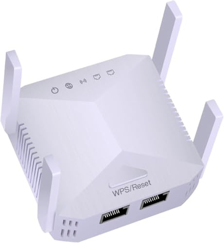 Repeteur WiFi Puissant,Port Ethernet Gigabit,1200Mbps Amplificateur WiFi, Double Bande 5GHz & 2.4GHz WiFi Extender avec WPS, Ports LAN, 4 Antennes,Booster WiFi Compatible avec Toutes Les Box Internet