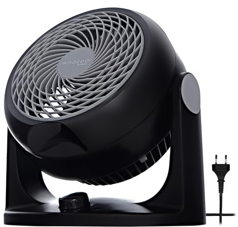 Iris Ohyama Woozoo, 23m², Ventilator, Schwarz, 3 Geschwindigkeiten, leise, Table Fan, Tischventilator, Lüfter, Bodenventilator, tragbarer, Portable, Cooling, Desk Fan, PCF-HD18N