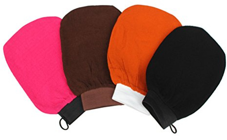 Rosenice Lot de 4 gants de gommage pour le visage et le corps, pour le bain ou le sauna