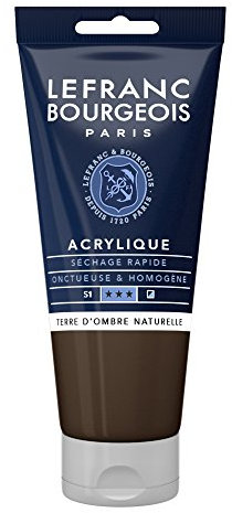 Lefranc Bourgeois 300428 Fine Acrylfarbe - Umbra Natur, 80ml Tube, cremige Acrylfarbe auf Wasserbasis, schnell trocknend, lichtecht, wasserfest