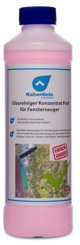 KaiserRein Profi Glasreiniger Konzentrat für Fenstersauger 500 ml - Streifenfreier Fensterreiniger für alle gängigen Fenstersauger geeignet