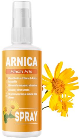 QKnatur - ARNICA Spray con extracto de Garra del diablo (Harpagofito) - 100ml. - Efecto frío. Dolor muscular, espalda, rodillas, contracturas. Con aceites esenciales de Gaulteria, Menta y Romero