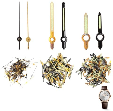 2035 Agujas de Reloj, 100Pcs/Set Reloj Luminoso Profesional Hora Minuto Segundo Manecillas de Repuesto Kit de Reparación de Relojero Accesorio de Manecillas de Reloj de Pulsera para Movimiento Reloj