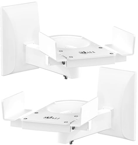 WALI Speaker Wall Mounts, Dual Side Clamping Bookshelf Mounting Bracket for Large Surrounding Sound Speakers, Hold up to 25 kg/55 lbs. (SWM201-W), White