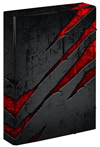 Baagl Heftbox für Schulranzen - Heftmappe A4 für Kinder mit Gummiband und Innenklappen - Sammelmappe, Sammelbox mit Gummizug für Jungen (Volcano)