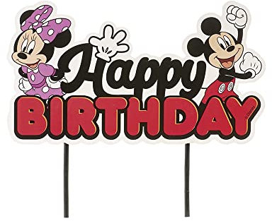 dekora - Kuchendeko Geburtstag | Happy Birthday Cake Topper Mickey und Minnie Mouse aus Papier - 17,5 x 15 cm