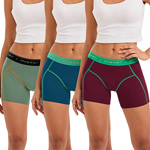 INNERSY Boxer Mujer Algodón Elástico Bragas Culotte con Entrepierna 3 Pack | Pantalones Cortos Debajo la Falda, Braguitas Shorts Cintura Media, Ropa Interior Suave y Cómoda, Boyshorts Deportivos, Diario