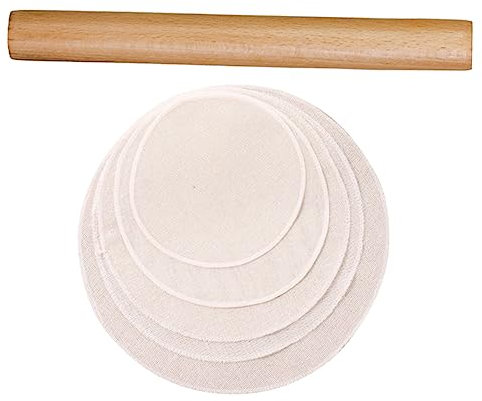 6pcs Stainless Steel Roller Pin Cake Fondant Round Liners Kitchen Cookie Roller Wood Baking Roller Clay Roller Pizza Roller Rolling Pin Needle Rolling Biscuit Wooden