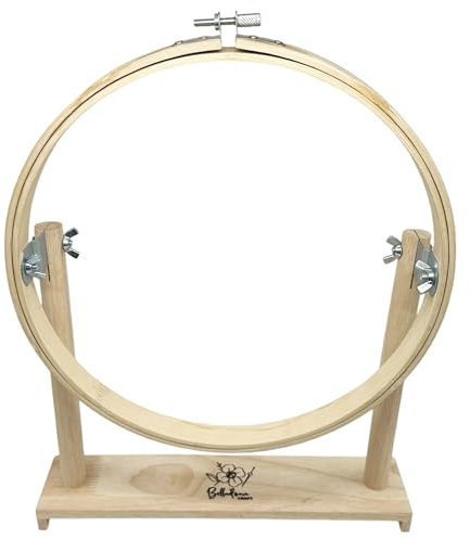 Cadre à broder avec pied en bois | Anneau de 25 cm de diamètre | Idéal pour point de croix et couture manuelle | Fabriqué en Espagne | Haute qualité