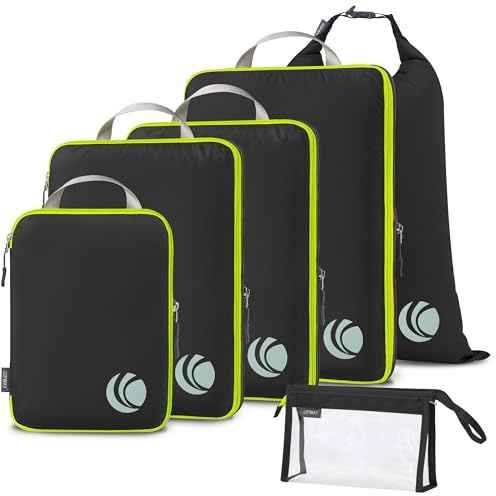 Cipway Compression Packing Cubes, Ultralight Luggage Organizer Bags with Laundry Bags and Clear Toiletries Bag, Travel Essentials for Carry on Suitcase (6 Piece,Black)
