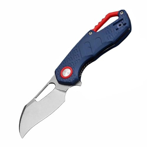 Joa Klappmesser Leicht Taschenmesser Outdoor Klein Stahl N690 & Blau G10, Mini Neck Knife EDC Multi Messer