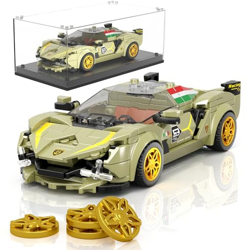 Mould King 27003 Technik Speed Champion Supersportwagen Bausteine SlAN Klemmbausteine Auto mit Acryl Vitrine Modellautos zum Sammeln(364 Teile)