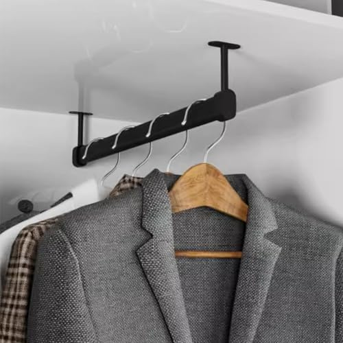 CLLBANT Asta per Armadio Resistente - 2 Barre Porta Abiti da soffitto con staffe di Supporto, Tubo per Binario per Armadio tagliabile e Rimovibile per divisori e verande