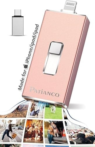 Photo Stick - Memoria USB para iPhone de 512 GB, certificado MFi de Apple, unidad flash USB para iPhone, memoria para iPad, iPhone, computadora, disco duro portátil, color rosa