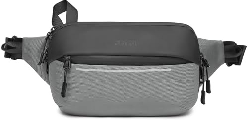 Huntvp Bauchtasche Herren Sport Hüfttasche Erweiterbare Gürteltasche Nylon Fanny Pack Multifunktional für Camping Wandern Reisen Outdoor Sport (Grau)