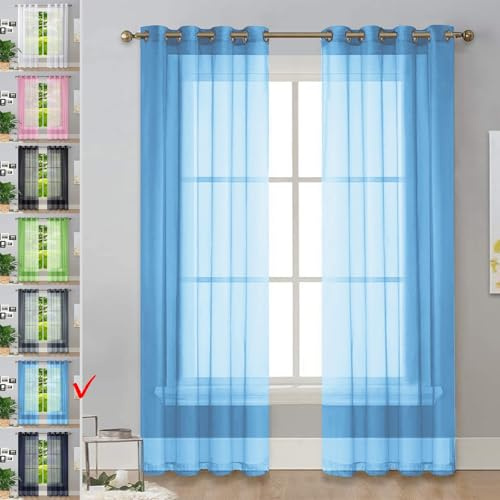Chenille Door Curtain 180x60cm UV Protection Light Blocking Beaded Door Decor Anti-Fly for Bedroom Window Living Room Sky Blue