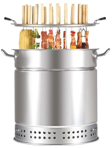 Tragbarer Edelstahl-Holzkohlegrill – Tisch-Räucherofen für den Außenbereich, einfach zu montieren, für Camping, Picknick, Garten, ideal zum Kochen und Grillen im Freien