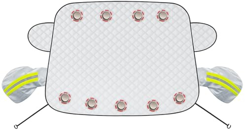 Frontscheibenabdeckung, Auto-Windschutzscheibenabdeckung mit 2 Haken & 2 Spiegelabdeckungen, Windschutzscheibenabdeckungfür Auto, SUV, LKW (Weiß, 157cmx126cm) ﻿