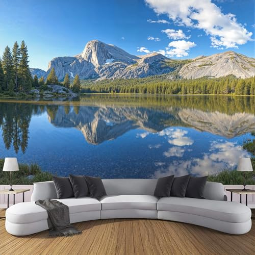 Papel Tapiz Fotográfico 3D Calcomanías De Pared, Paisaje De Lago Y Árboles Sala De Estar Tv Fondo Mural,Paisaje Natural Papel Tapiz 3D Decoración Dormitorio Mural-250 × 175 cm