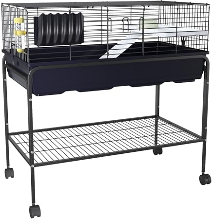 Guinea Pig Cage Kit, Small Animal Cage with Hay Holder, Water Bottle, Food Bowl, Metal Pet Habitat for Hamster, Chinchillas, Guinea Pigs, Rabbit, Squirrel, Gerbil