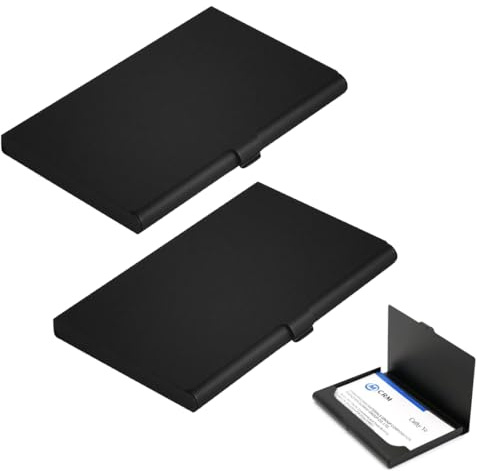 HAGNA 2 Piezas De Estuche Para Tarjetas De Visita, Tarjetero Delgado Profesional, Carteras De Metal Para Viajes Y Negocios Para Mujeres Y Hombres(Negro)