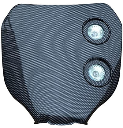 Alchemy Parts Premium Carbon Fibre Look Motorcycle Headlight | Universal 12V/20W Double Light with Fork Straps | Durable & Compatible with Off-Road Bikes | Easy Installation