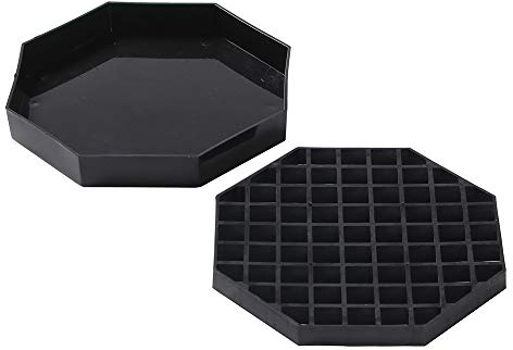 Restaurantware Octagon Drip Tray, Black Plastic, 5 Inch x 5 Inch, 1 Removable Grate, Dishwasher Safe, For Beverages