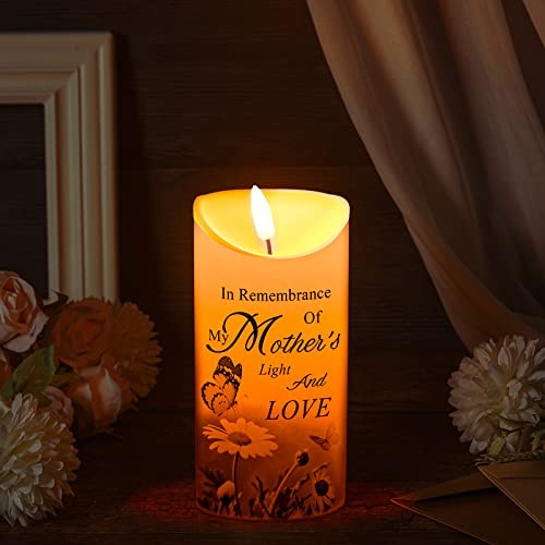 Gerrii Memorial Candle LED Flameless 3x6 Inch Loss of Mother,Butterfly