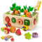 Coogam Montessori Jouets de motricité Fine pour bébé Tout-Petit, trieur de Formes en Bois Jeu de récolte de Carottes, Jouet éducatif d'apprentissage préscolaire pour 2 3 4 Ans