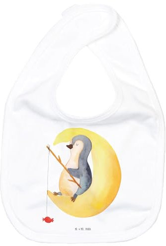 Mr. & Mrs. Panda Organic Babylätzchen Pinguin Mond - Geschenk, Spucktuch, Schlafstörungen, müde, Einschlafen, Baby Spucktuch, Klettlätzchen,