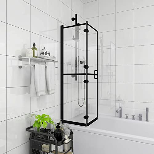 Faltbare Duschkabine ESG, Chusui Duschabtrennung, Schiebetür Dusche, Duschwanddichtung, Duschkabinen Ersatzteile, Dusche Eckeinstieg, Schwarz 80x140 cm