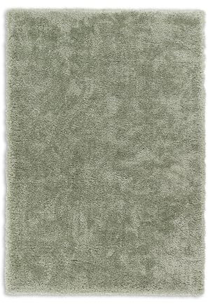 Carpido Hochwertiger Teppich Wohnzimmer, Schlafzimmer - Hochflor Teppich einfarbig - Flachgewebe - einzigartig flauschig - Teppich Salbei meliert 160 x 230 cm