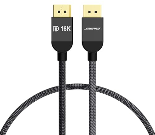 RUIPRO DisplayPort Cable 2.1, 16K DP Cable 6.6ft, Supports 80Gbps, UHBR20, 16K@60Hz, 8K@120Hz, 4K@240Hz 165Hz 144Hz, HDR DSC 1.2a, Compatible FreeSync/G-Sync 4090 3090Ti 7900XTX Graphics Card