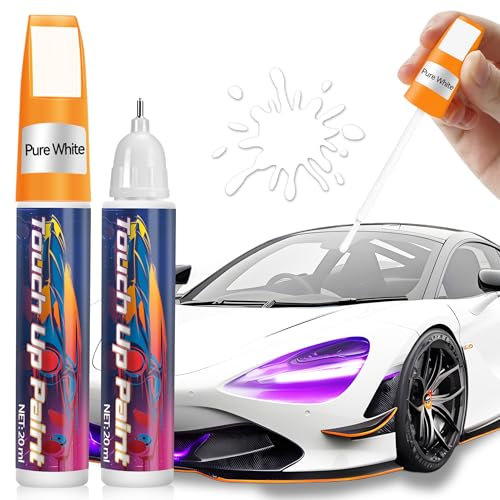 AstraVox Ritocchi Vernice Auto 2 Pezzi, 2-IN-1 Rimuovi Graffi Auto, Penna Ritocco Carrozzeria Facile da Usare, Penna per Riparazione Graffi Biciclette e Moto (Bianco)