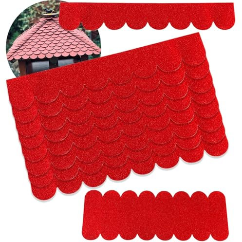 Taicols Pack of 21 Roofing Felt for Bird House, Self-Adhesive Roofing Felt Shingles, Waterproof Mini Roof Shingles, Roof Tiles for Bird House, Nesting Box, Rabbit Hutch Insect Hotel (Grey)